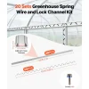 VEVOR Greenhouse Spring Wire and Lock Channel, 20 Packs 6.56 ft PVC-Coated Wiggle Wire & Aluminum Alloy Channel Bundle Kit with Included Screws, 0.05 in Thickened, Poly Film & Shade Cloth Attachments