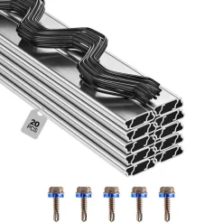 VEVOR Greenhouse Spring Wire and Lock Channel, 20 Packs 6.56 ft PVC-Coated Wiggle Wire & Aluminum Alloy Channel Bundle Kit with Included Screws, 0.05 in Thickened, Poly Film & Shade Cloth Attachments