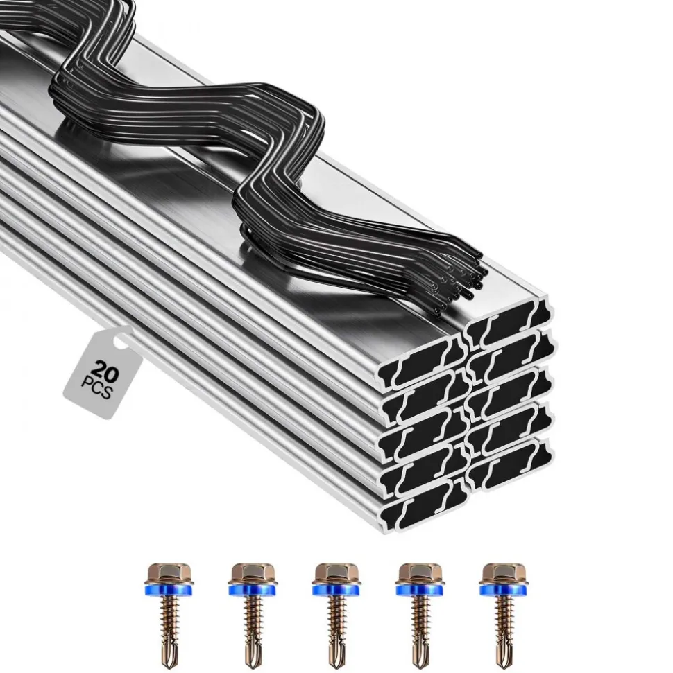 VEVOR Greenhouse Spring Wire and Lock Channel, 20 Packs 6.56 ft PVC-Coated Wiggle Wire & Aluminum Alloy Channel Bundle Kit with Included Screws, 0.05 in Thickened, Poly Film & Shade Cloth Attachments