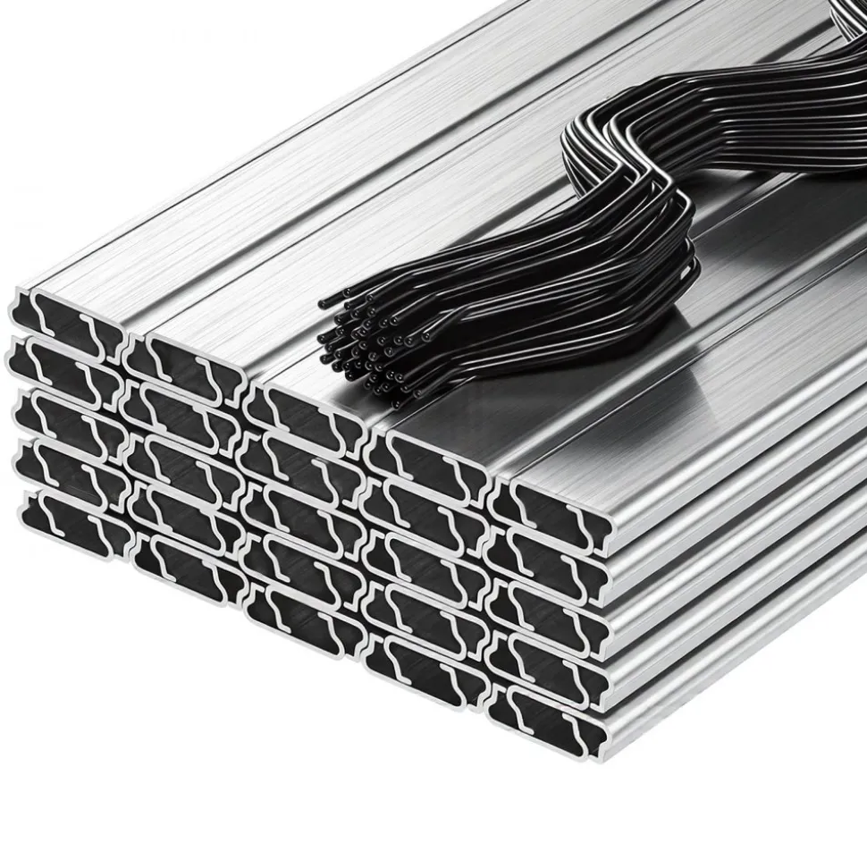 VEVOR Greenhouse Spring Wire and Lock Channel, 50 Packs 6.56 ft PVC-Coated Wiggle Wire & Aluminum Alloy Channel Bundle Kit with Included Screws, 0.05 in Thickened, Poly Film & Shade Cloth Attachments
