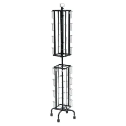 VEVOR Greeting Cards Display Rack, 32 Pockets Rotating Postcard Brochure Display Stand, 360° Spinning Card Display Rack with Sign Holder & 4 Wheels (2 Lockable) for Exhibitions Office Trade Show
