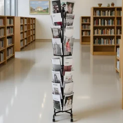 VEVOR Greeting Cards Display Rack, 32 Pockets Rotating Postcard Brochure Display Stand, 360° Spinning Card Display Rack with Sign Holder & 4 Wheels (2 Lockable) for Exhibitions Office Trade Show