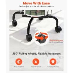 VEVOR Greeting Cards Display Rack, 32 Pockets Rotating Postcard Brochure Display Stand, 360° Spinning Card Display Rack with Sign Holder & 4 Wheels (2 Lockable) for Exhibitions Office Trade Show