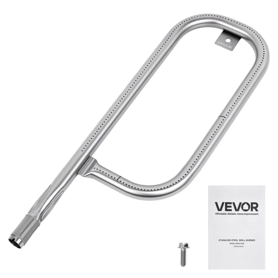 VEVOR Grill Burner Tube for Weber Q100, Q120, Q1000, Q1200, Baby Q Gas Grills, 17 inch 304 Stainless Steel Tube Burner for Weber 516001, 516002, 50060001, Replacement Part 69957, 60040, 41657, 45657