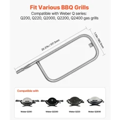 VEVOR Grill Burner Tube for Weber Q200, Q220, Q2000, Q2200, Q2400, 20.5 inch 304 Stainless Steel Tube Burner for Weber 396000, 396001, 396002, 566002, 53060001, Replacement Part 60041, 69956, 41862