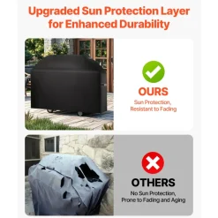 VEVOR Grill Cover, 63 inch BBQ Covers for Outdoor Grills, Waterproof, Fade Resistant, Weather Resistant Heavy Duty 600D Polyester, Easy On/Off, with Hook-and-Loop Straps, Black