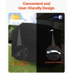 VEVOR Grill Cover, 63 inch BBQ Covers for Outdoor Grills, Waterproof, Fade Resistant, Weather Resistant Heavy Duty 600D Polyester, Easy On/Off, with Hook-and-Loop Straps, Black