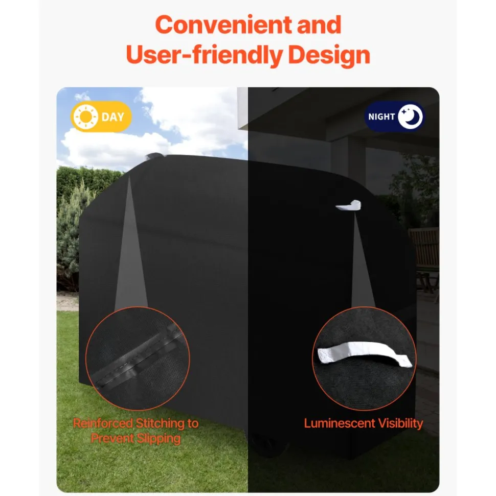 VEVOR Grill Cover, 63 inch BBQ Covers for Outdoor Grills, Waterproof, Fade Resistant, Weather Resistant Heavy Duty 600D Polyester, Easy On/Off, with Hook-and-Loop Straps, Black