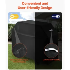 VEVOR Grill Cover, 60 inch BBQ Covers for Outdoor Grills, Waterproof, Fade Resistant, Weather Resistant Heavy Duty 600D Polyester, Easy On/Off, with Hook-and-Loop Straps, Black