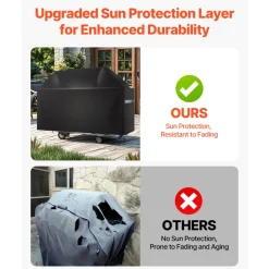 VEVOR Grill Cover, 65 inch BBQ Covers for Outdoor Grills, Waterproof, Fade Resistant, Weather Resistant Heavy Duty 600D Polyester, Easy On/Off, with Hook-and-Loop Straps, Black