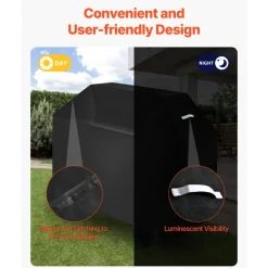 VEVOR Grill Cover, 52 inch BBQ Covers for Outdoor Grills, Waterproof, Fade Resistant, Weather Resistant Heavy Duty 600D Polyester, Easy On/Off, with Hook-and-Loop Straps, Black