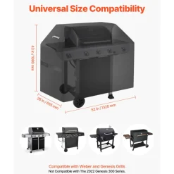 VEVOR Grill Cover, 59 inch BBQ Covers for Outdoor Grills, Waterproof, Fade Resistant, Weather Resistant Heavy Duty 600D Polyester, Easy On/Off, with Secure Buckles, Black