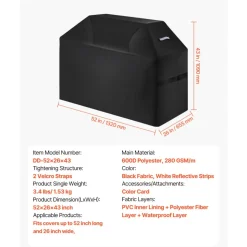 VEVOR Grill Cover, 59 inch BBQ Covers for Outdoor Grills, Waterproof, Fade Resistant, Weather Resistant Heavy Duty 600D Polyester, Easy On/Off, with Secure Buckles, Black
