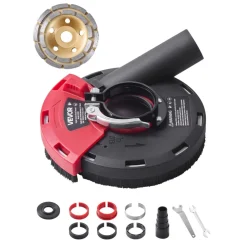 VEVOR Grinding Dust Shroud for Angle Grinder, Universal 4-5 in, Surface Grinder Dust Shroud with 6 Clamping Washers & 5 in Diamond Grinding Cup Wheel, Connect to Vacuum Cleaner, for Wood Concrete Wall