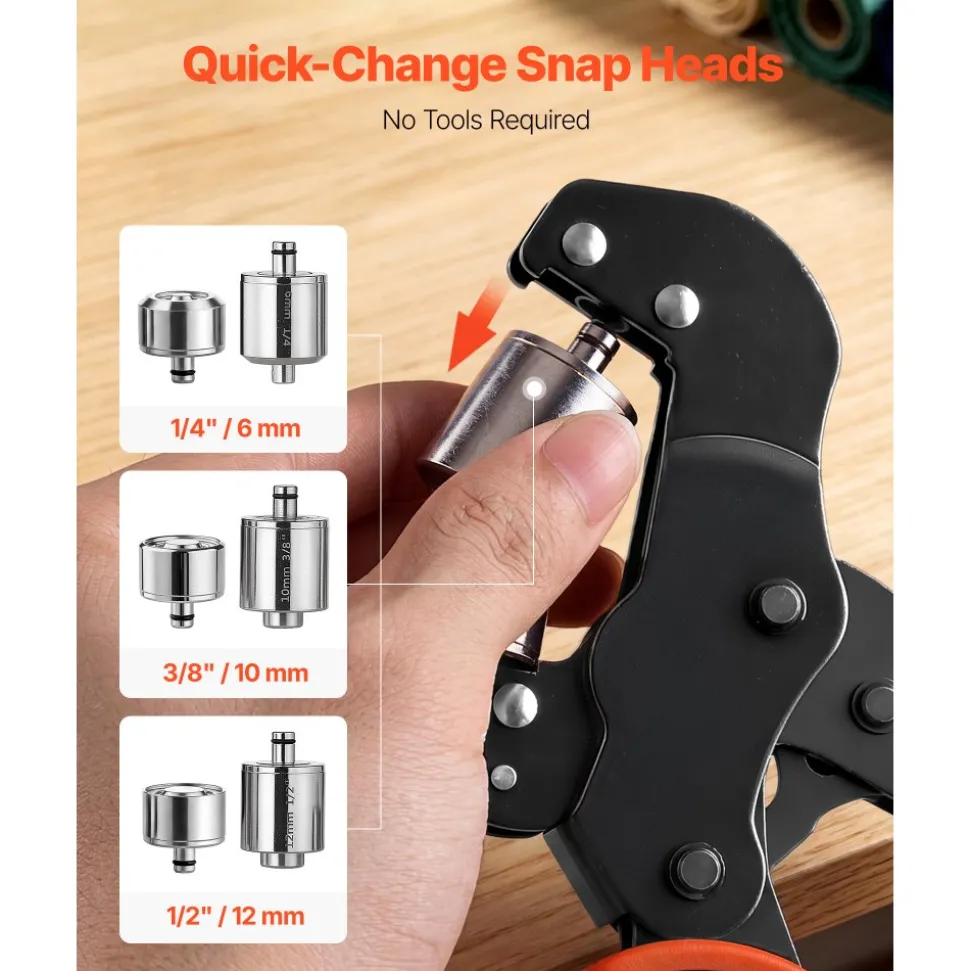 VEVOR Grommet Tool Kit 1/4" 3/8" 1/2" 900 PCS Grommets Eyelet Tool Kit, with Eyelets and Washers, Manual Grommet Press Pliers, Hole Punch Tools, Blocks, for Leather, Tarps, Shoes, Crafts, Fabric
