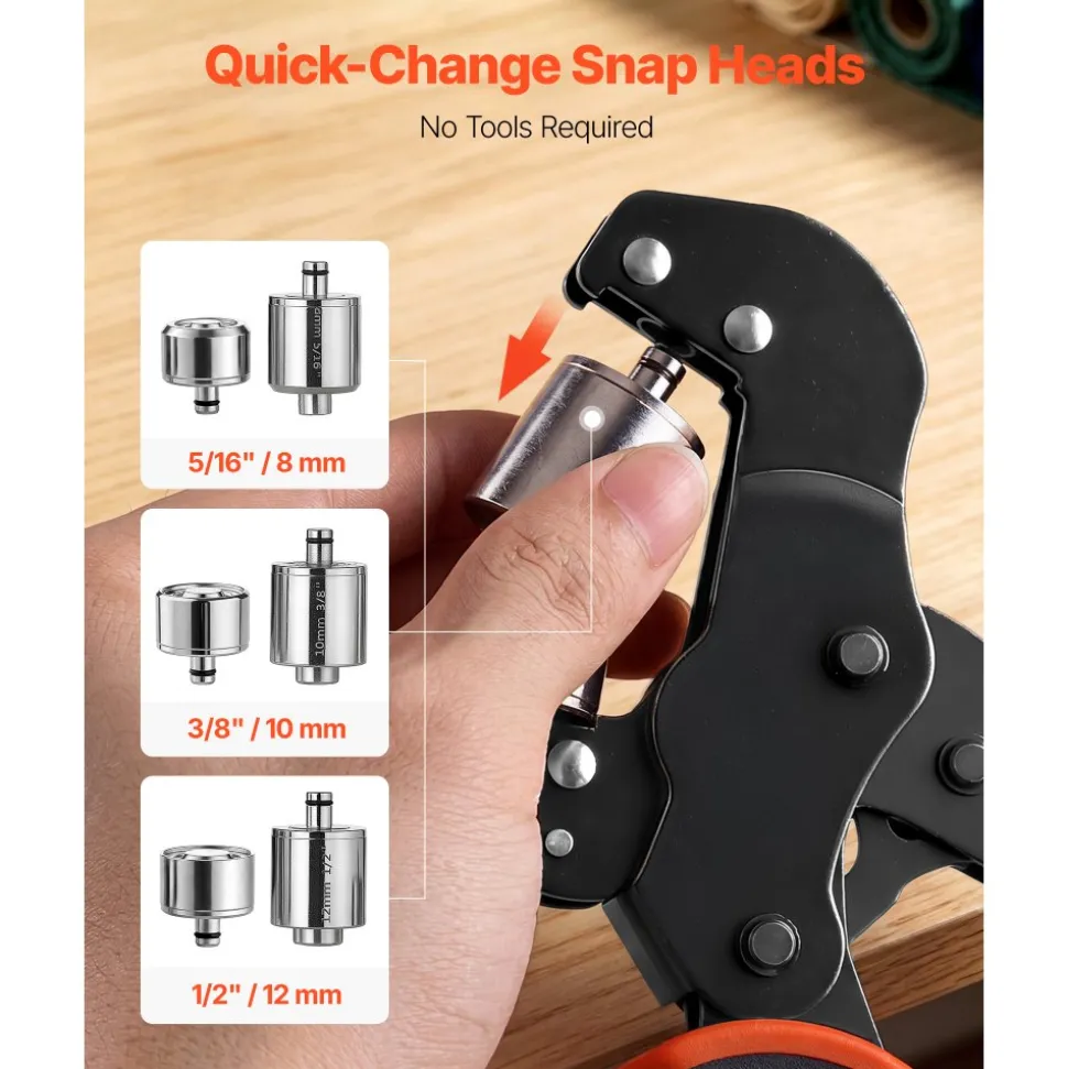 VEVOR Grommet Tool Kit 5/16" 3/8" 1/2" 900 PCS Grommets Eyelet Tool Kit, with Eyelets and Washers, Manual Grommet Press Pliers, Hole Punch Tools, Blocks, for Leather, Tarps, Shoes, Crafts, Fabric