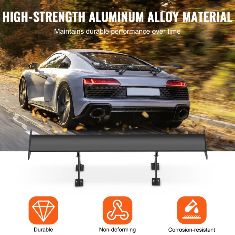 VEVOR GT Wing Car Spoiler, 43.3 inch Universal Spoiler with Single Deck, Adjustable Lightweight Aluminum, Car Rear Spoiler Wing, Racing Spoiler BGW/JDM Drift Black