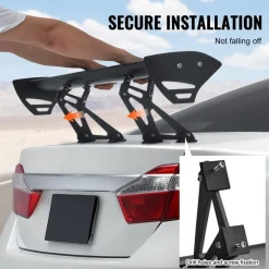 VEVOR GT Wing Car Spoiler, 43.3 inch Universal Spoiler with Single Deck, Adjustable Lightweight Aluminum, Car Rear Spoiler Wing, Racing Spoiler BGW/JDM Drift Black