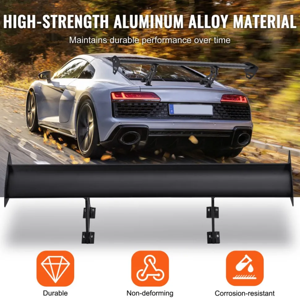 VEVOR GT Wing Car Spoiler, 43.3 inch Universal Spoiler with Single Deck, Adjustable Lightweight Aluminum, Car Rear Spoiler Wing, Racing Spoiler BGW/JDM Drift Black