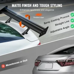 VEVOR GT Wing Car Spoiler, 46.3 inch Universal Spoiler, Compatible with most Sedans and Coupes, High Strength ABS Material, Car Rear Spoiler Wing, Racing Spoiler BGW/JDM Drift Glossy Black