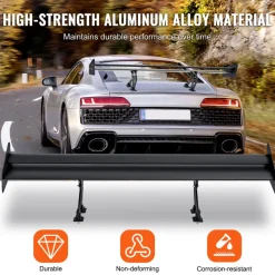 VEVOR GT Wing Car Spoiler, 46.3 inch Universal Spoiler, Compatible with most Sedans and Coupes, High Strength ABS Material, Car Rear Spoiler Wing, Racing Spoiler BGW/JDM Drift Glossy Black