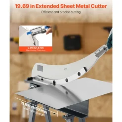 VEVOR Guillotine Shear, 20 in Bed Width Benchtop Cutter, Manual Hand Plate Shear for Metal Sheet Processing, with Q235 Material, High Precision, Stand, for PCB Board, Aluminum, Steel, Copper, Plastic