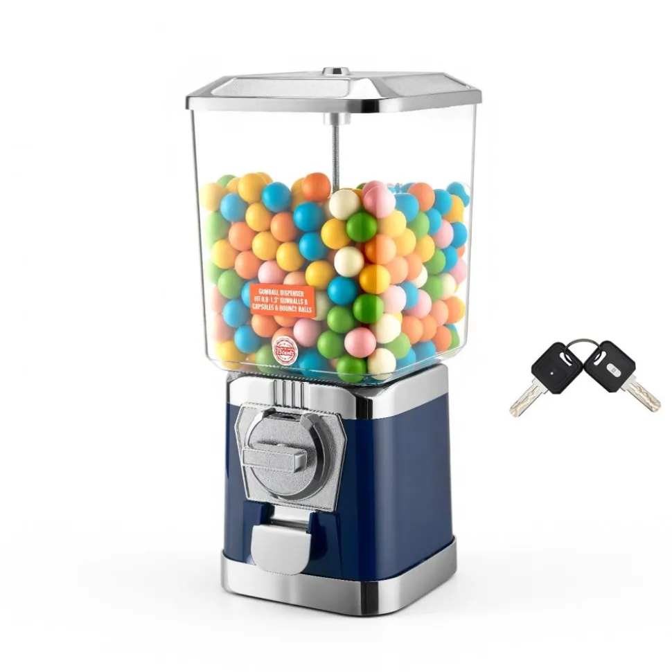 VEVOR Gumball Machine for Kids, 25" Height Home Vending Machine, PS Bouncy Balls Dispenser, Hold 230 Capsule Toys, Rectangle Bubble Gum Machine for Game Stores, Coin Operated Gumball Bank, Red