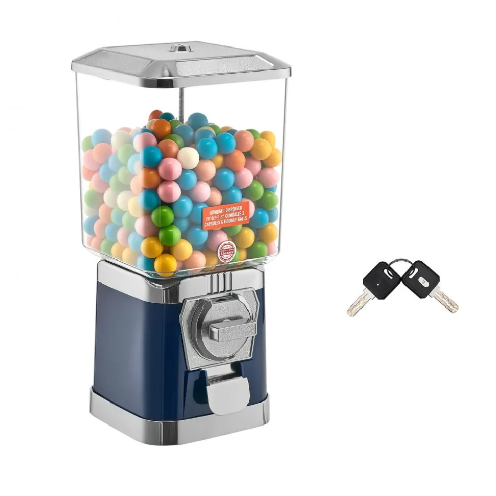 VEVOR Gumball Machine for Kids, 25" Height Home Vending Machine, PS Bouncy Balls Dispenser, Hold 230 Capsule Toys, Rectangle Bubble Gum Machine for Game Stores, Coin Operated Gumball Bank, Red