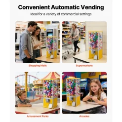 VEVOR Gumball Machine, 25 inch Height Candy Vending Machine Dispenser, 25-Cent Vending Machines for Shopping Malls, Supermarkets, Amusement Parks, Arcades, Holds Up to 230 1.77 inch Spherical Candies