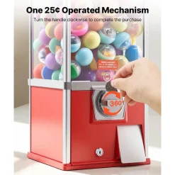 VEVOR Gumball Machine, 21 inch Height Candy Vending Machine Dispenser, 25-Cent Vending Machines for Shopping Malls, Supermarkets, Amusement Parks, Arcades, Holds Up to 180 1.77 inch Spherical Candies
