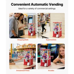 VEVOR Gumball Machine, 21 inch Height Candy Vending Machine Dispenser, 25-Cent Vending Machines for Shopping Malls, Supermarkets, Amusement Parks, Arcades, Holds Up to 180 1.77 inch Spherical Candies