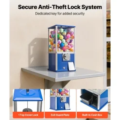 VEVOR Gumball Machine, 21 inch Height Candy Vending Machine Dispenser, 25-Cent Vending Machines for Shopping Malls, Supermarkets, Amusement Parks, Arcades, Holds Up to 180 1.77 inch Spherical Candies