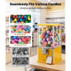 VEVOR Gumball Machine, 21 inch Height Candy Vending Machine Dispenser, 25-Cent Vending Machines for Shopping Malls, Supermarkets, Amusement Parks, Arcades, Holds Up to 180 1.77 inch Spherical Candies