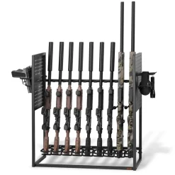 VEVOR Gun Rack, Floor Standing, Indoor Heavy Duty Steel Rifle Shotgun Rack Stand, Freestanding Gun Display Storage with Magazine Holder, Holds up to 9 Rifles and 4 Pistols, for Home Garage Storage