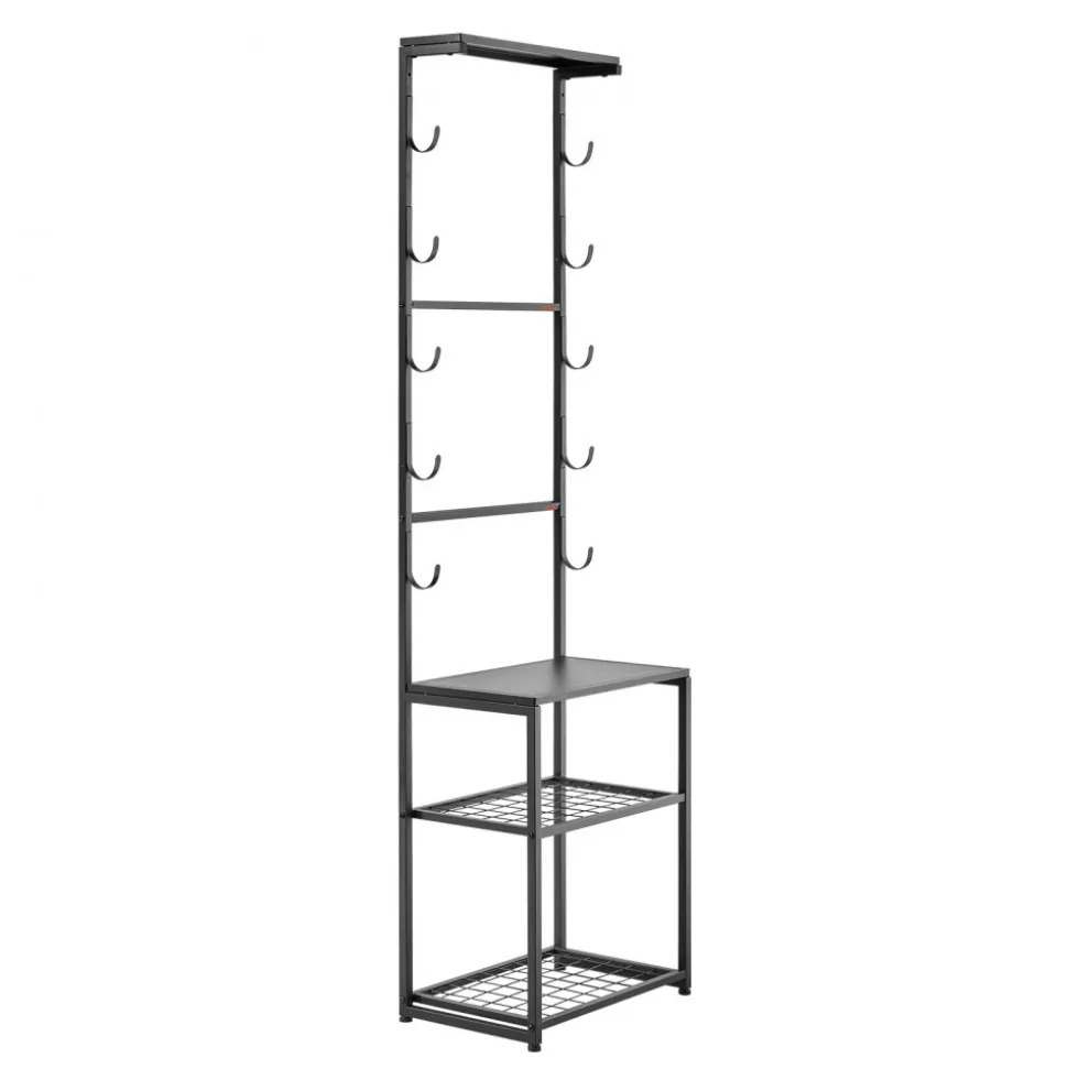 VEVOR Gun Rack, Floor Standing, Indoor Rifle Shotgun Rack Stand with Storage Shelf, for Wall Mount Gun Display Stand, Holds up to 5 Rifles, Heavy Duty Steel, for Home Garage Hunting Long Guns Storage