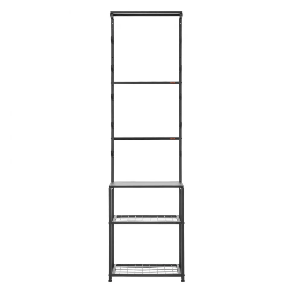 VEVOR Gun Rack, Floor Standing, Indoor Rifle Shotgun Rack Stand with Storage Shelf, for Wall Mount Gun Display Stand, Holds up to 5 Rifles, Heavy Duty Steel, for Home Garage Hunting Long Guns Storage
