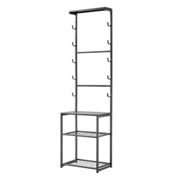 VEVOR Gun Rack, Floor Standing, Indoor Rifle Shotgun Rack Stand with Storage Shelf, for Wall Mount Gun Display Stand, Holds up to 5 Rifles, Heavy Duty Steel, for Home Garage Hunting Long Guns Storage