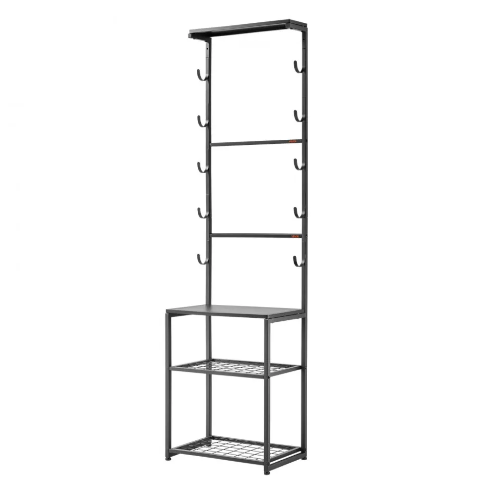 VEVOR Gun Rack, Floor Standing, Indoor Rifle Shotgun Rack Stand with Storage Shelf, for Wall Mount Gun Display Stand, Holds up to 5 Rifles, Heavy Duty Steel, for Home Garage Hunting Long Guns Storage