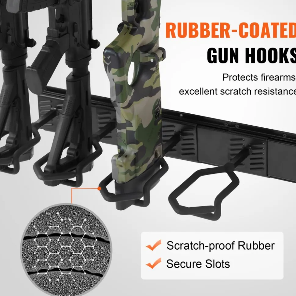 VEVOR Gun Rack, Indoor Gun Rack Wall Mount, 6-Slot Vertical Rifle Shotgun Gun Rack, 180 lb Heavy Duty Metal Wall Gun Rack Display Stand with Soft Padding