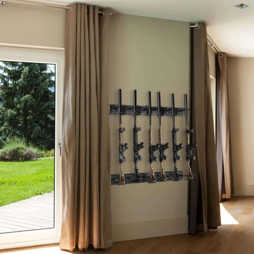 VEVOR Gun Rack, Indoor Gun Rack Wall Mount, 6-Slot Vertical Rifle Shotgun Gun Rack, 180 lb Heavy Duty Metal Wall Gun Rack Display Stand with Soft Padding
