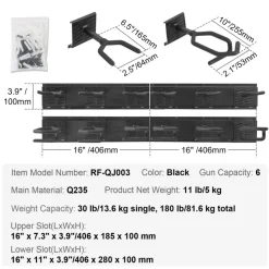 VEVOR Gun Rack, Indoor Gun Rack Wall Mount, 6-Slot Vertical Rifle Shotgun Gun Rack, 180 lb Heavy Duty Metal Wall Gun Rack Display Stand with Soft Padding