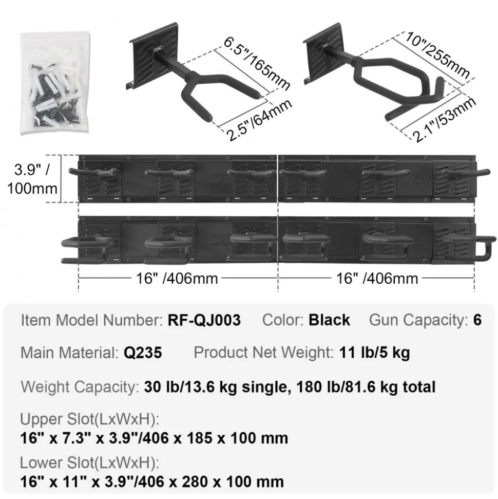 VEVOR Gun Rack, Indoor Gun Rack Wall Mount, 6-Slot Vertical Rifle Shotgun Gun Rack, 180 lb Heavy Duty Metal Wall Gun Rack Display Stand with Soft Padding