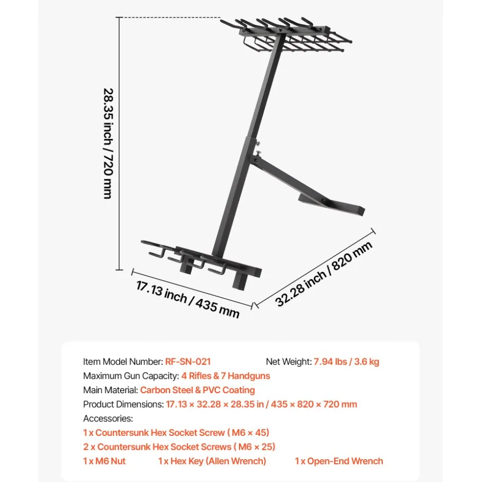 VEVOR Gun Rack, Portable, Folding Heavy Duty Steel Rifle Shotgun Rack Stand, Freestanding Indoor Outdoor Gun Display Storage, Holds Up to 7 Pistols and 4 Rifles or Shotguns, for Shooting Hunting Range