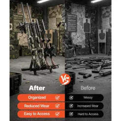 VEVOR Gun Rack, Portable, Folding Heavy Duty Steel Rifle Shotgun Rack Stand, Freestanding Indoor Outdoor Gun Display Storage, Holds Up to 7 Pistols and 4 Rifles or Shotguns, for Shooting Hunting Range