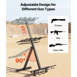 VEVOR Gun Rack, Portable, Folding Heavy Duty Steel Rifle Shotgun Rack Stand, Freestanding Indoor Outdoor Gun Display Storage, Holds Up to 7 Pistols and 4 Rifles or Shotguns, for Shooting Hunting Range