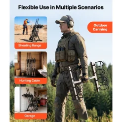 VEVOR Gun Rack, Portable, Folding Heavy Duty Steel Rifle Shotgun Rack Stand, Freestanding Indoor Outdoor Gun Display Storage, Holds Up to 7 Pistols and 4 Rifles or Shotguns, for Shooting Hunting Range