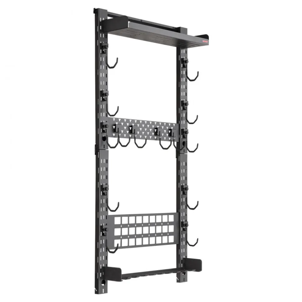 VEVOR Gun Rack Wall Mount, Heavy Duty Steel, Indoor Rifle Shotgun Rack with Magazine Holder, MOLLE Panel, Gun Accessories Display Storage Holder, Hold Up to 5 Rifles or Shotguns, for Tactical Gear