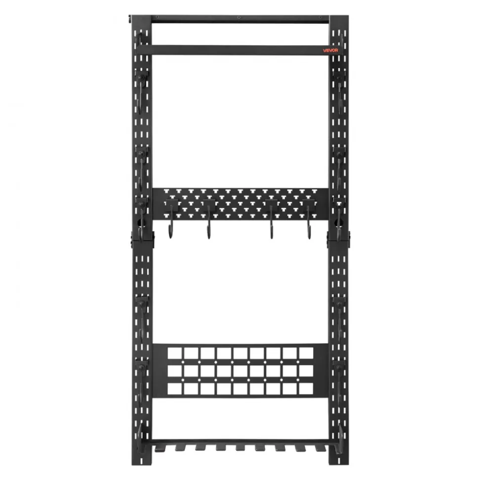 VEVOR Gun Rack Wall Mount, Heavy Duty Steel, Indoor Rifle Shotgun Rack with Magazine Holder, MOLLE Panel, Gun Accessories Display Storage Holder, Hold Up to 5 Rifles or Shotguns, for Tactical Gear