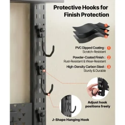 VEVOR Gun Rack Wall Mount, Heavy Duty Steel, Indoor Rifle Shotgun Rack with J-Hooks, Additional Tray Storage, Gun Accessories Display Storage Holder, Hold Up to 3 Rifles or Shotguns, for Tactical Gear