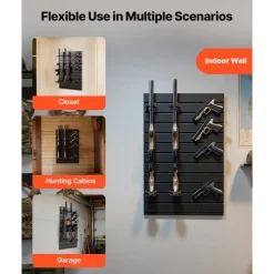 VEVOR Gun Rack, Wall Mount, Tactical Rifle Shotgun Handgun Storage, Heavy-Duty PVC Panels & Steel Wall Racks, Securely Holds up to 2 Rifles & 4 Pistols, Modular Firearms Gun Gear Accessories Organizer